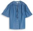 TOM TAILOR Damen Bluse mit Quasten, blau, Uni, Gr. 36