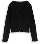 TOM TAILOR DENIM Damen Cardigan mit V-Ausschnitt, schwarz, Uni, Gr. M