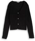 TOM TAILOR DENIM Damen Cardigan mit V-Ausschnitt, schwarz, Uni, Gr. M