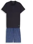 TOM TAILOR Herren Pyjama-Set mit Karomuster, blau, Kariert, Gr. 52