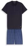 TOM TAILOR Herren Pyjama-Set mit Karomuster, blau, Kariert, Gr. 52