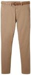 TOM TAILOR DENIM Herren Chino Hose mit G&uuml;rtel, braun, Uni, Gr. 30/34