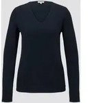 TOM TAILOR Damen Pullover mit V-Ausschnitt, blau, Uni, Gr. S