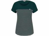 TOM TAILOR DENIM Damen Gestreiftes T-Shirt, grün, Streifenmuster, Gr. S