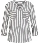 TOM TAILOR Damen Gestreifte Bluse mit Taschen, blau, Gestreift, Gr. 38