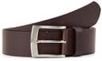 TOM TAILOR Herren TTANDREW Lederg&uuml;rtel mit eckiger Dornschlie&szlig;e, braun, Logo Print,