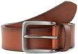 TOM TAILOR Herren TTSCOTT Lederg&uuml;rtel mit eckiger Dornschlie&szlig;e, braun, Logo Print,