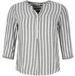 TOM TAILOR Damen Plus Size - Henleybluse mit Streifenmuster, wei&szlig;, Gestreift,...