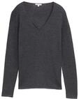TOM TAILOR Damen Strickpullover mit V-Ausschnitt, grau, Meliert, Gr. XL