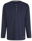 TOM TAILOR Herren Pyjama-Langarmshirt aus Baumwolle, blau, Logo Print, Gr. 48/S