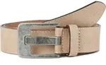 TOM TAILOR Damen TTLUCY Velourlederg&uuml;rtel mit eckiger Dornschlie&szlig;e, beige,...