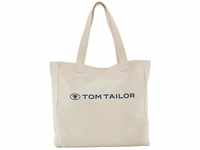 TOM TAILOR Damen Marcy Shopper, beige, Logo Print, Gr. ONESIZE