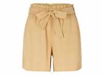TOM TAILOR DENIM Damen Shorts mit elastischem Bund, braun, Logo Print, Gr. XXL
