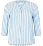 TOM TAILOR Damen Plus Size - Henleybluse mit Streifenmuster, blau, Gestreift,...