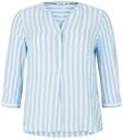TOM TAILOR Damen Plus Size - Henleybluse mit Streifenmuster, blau, Gestreift, Gr. 52