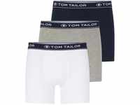 TOM TAILOR Herren Long Pants im Dreierpack mit Webbund, grau, Logo Print, Gr....
