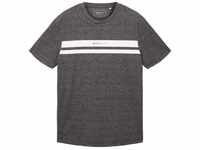 TOM TAILOR DENIM Herren T-Shirt mit Print, schwarz, Print, Gr. S