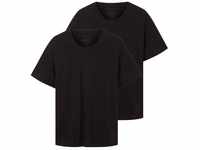 TOM TAILOR Herren Basic T-Shirt im Doppelpack mit V-Ausschnitt, schwarz, Uni, Gr. XL