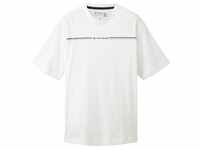 TOM TAILOR Herren T-Shirt mit Print, weiß, Logo Print, Gr. M