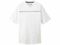 TOM TAILOR Herren T-Shirt mit Print, weiß, Logo Print, Gr. M