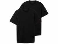 TOM TAILOR Herren Basic T-Shirt im Doppelpack, schwarz, Uni, Gr. XL