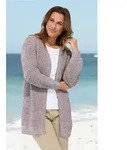 Baumwoll-Strickjacke in Melange beige in Gr&ouml;&szlig;e 48/50 von DW-Shop, Beige, 48/50