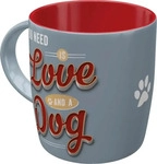 Nostalgic-Art Kaffeebecher Love Dog blau-rot, H&ouml;he: ca. 9 cm, Durchmesser: ca....