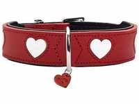 HUNTER Hundehalsband Love rot-weiß, Gr. 60, Breite: ca. 3,9 cm, Halsumfang:...