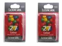 2 x Original Lexmark Tinten Patrone 27 für Z617 Z640 Z645 I3 Z13 Z23 Z25 Z33 ...