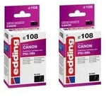 2x Original Edding Tinte Patrone 108 f&uuml;r Canon PGI-5 BK Pixma IP 3300 3500 4200