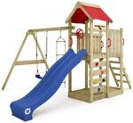 Spielturm MultiFlyer mit Wellenrutsche & Schaukel - Kletterturm aus Massivholz...