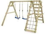Holzschaukel mit Kletteranbau Sky Skipper Prime - Stabiles Spielger&uuml;st 9x9 cm f&uuml;r