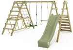 Doppelschaukel mit Rutsche und Kletteranbau - Spielturm Garten Kletterger&uuml;st