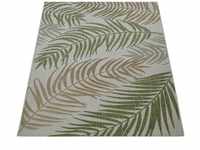 In- & Outdoor Teppich Flachgewebe Modern Jungle Palmen Design In Pastell Grün...