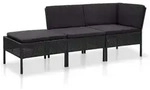 Gartenloungem&ouml;bel 3-teilig Mit Kissen Rattan Schwarz