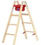 Holz-stufenstehleiter, Beidseitig Begehbar, 2x4 Stufen, L&auml;nge 1,24 M - Hymer