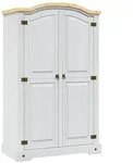 Kleiderschrank Mexiko-stil Kiefernholz 2 T&uuml;ren Wei&szlig; - Vidaxl