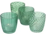 Boltze Windlicht Set Marilu 4-teilig Petrol Deko-gl&auml;ser Teelichter 8 Cm