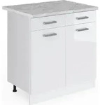Vicco - K&uuml;chenunterschrank R-line, Wei&szlig; Hochglanz, 80 Cm , Ap Marmor