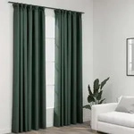 Verdunkelungsvorh&auml;nge Haken Leinenoptik 2 Stk. Gr&uuml;n 140x225 Cm Vidaxl
