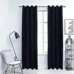Vidaxl Blackout Curtains With Rings 2 Pcs Velvet Black 140x175 Cm
