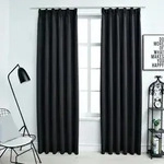 Verdunkelungsvorh&auml;nge Mit Haken 2 Stk. Schwarz 140x245cm Vidaxl
