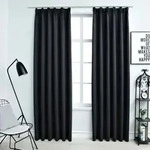 Vidaxl Blackout Curtains With Hooks 2 Pcs Black 140x175 Cm