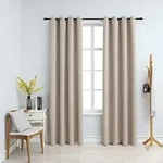 Verdunkelungsvorh&auml;nge Mit Metall&ouml;sen 2 Stk. Beige 140x245 Cm Vidaxl
