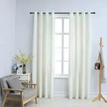 Verdunkelungsvorh&auml;nge Mit &Ouml;sen 2 Stk. Samt Creme 140x225 Cm Vidaxl