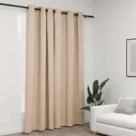 Verdunkelungsvorhang Mit &Ouml;sen Leinenoptik Beige 290x245 Cm Vidaxl
