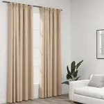 Verdunkelungsvorh&auml;nge Haken Leinenoptik 2 Stk. Beige 140x245 Cm Vidaxl