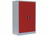 Stahl-Aktenschrank abschließbar Büroschrank Stahlschrank Grau/Rot 120x92x42cm