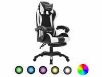 Gaming-Stuhl mit rgb LED-Leuchten Weiß und Schwarz Kunstleder vidaXL847438