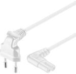 Goobay - Euro-netzkabel Mit Doppelnutkupplung, Wei&szlig;, 1,5m, 90&deg;